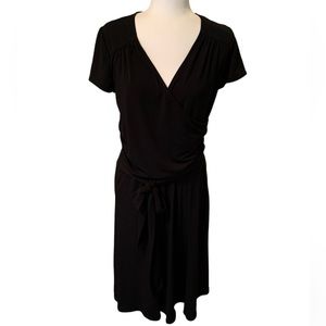 GEORGE Stretch Black Jersey Wrap Front Dress Size M